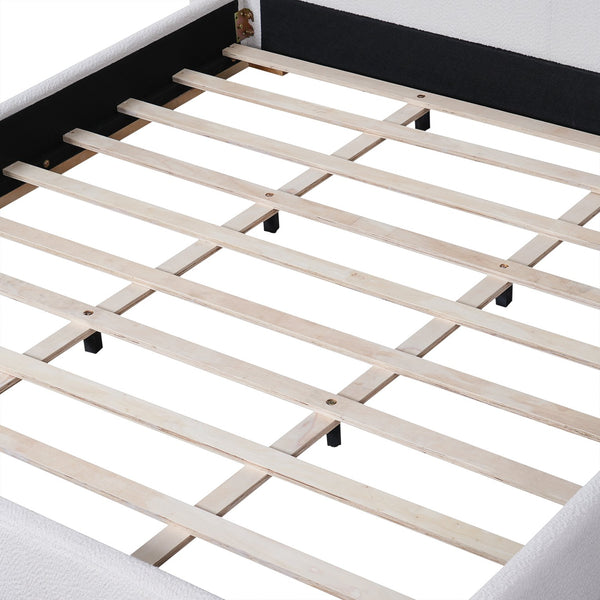 English Elm Christopher Knight Home® - King Boucle Wingback Bed Frame — Solid Rubberwood Base, Plush Upholstered Headboard, No Box Spring Needed, Easy Assembly N757K331590W