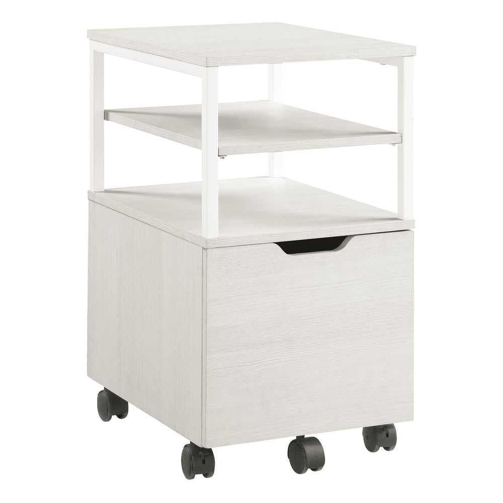 OSP Home Furnishings Contempo Mobile Cart  White Oak