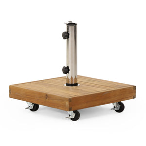 English Elm Christopher Knight Home® - RALPH Teak Square Umbrella Base – 40 lb Concrete & Acacia Wood, Stainless Tube, Fits 1.57–1.77" Poles 71822.00