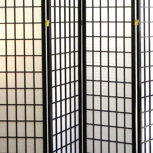English Elm 70" Elegant Japanese-Style 4-Panel Room Divider - Black Finish Privacy Screen For Versatile Spaces B072115957