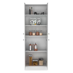 English Elm Lynch Kitchen Pantry Storage Cabinet 71" High — 4-Door Freestanding White Cupboard, 5 Adjustable Shelves, Multiuse B070P188842