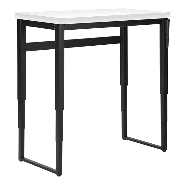 English Elm Computer Desk - Adjustable Standing Workstation, Modern White Laminate & Black Metal, Space-Saving Design B2710P219896