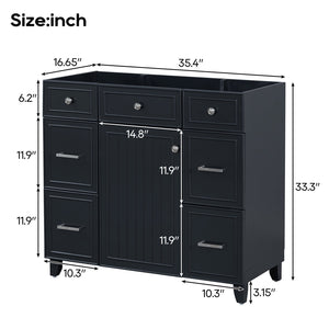 English Elm [Cabinet 36" Bathroom Vanity Black - Solid Wood & MDF, Soft-Close Door, 3 Drawers, Storage Appeal N729P171885B