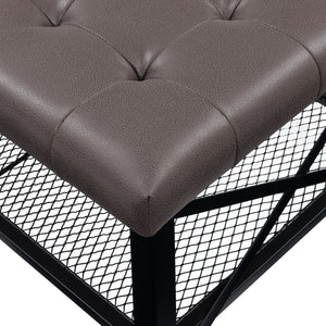 English Elm Tufted Faux Leather Button Top Coffee Table with Metal Legs for Modern Living Rooms B2748P493810