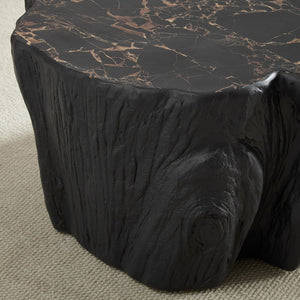 English Elm 48.62 Inch Sculptural Fiberglass Coffee Table Organic Form Gloss Finish Living Room W876P400325