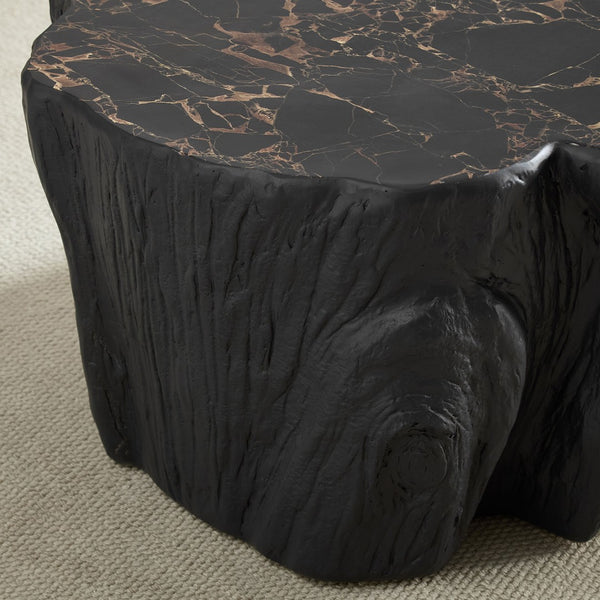 English Elm 48.62 Inch Sculptural Fiberglass Coffee Table Organic Form Gloss Finish Living Room W876P400325
