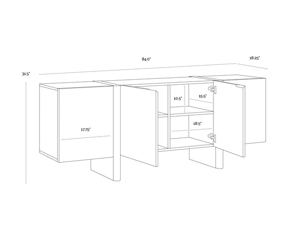 Sunpan Ewan Sideboard – Two-toned Oak Beauty With Rich Graining, Modern Design & Functional Storage Solution Brown Wood 111794