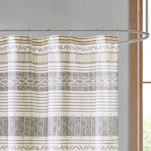JLA Home INK+IVY - Cotton Multi-Stripe Shower Curtain with Handcrafted Tassel Pom-Pom Trim, 72"x72", OEKO-TEX Certified II70-1284