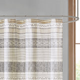 INK+IVY Cody BOHO Cotton Stripe Printed Shower Curtain with Tassel II70-1284 Gray/Yellow