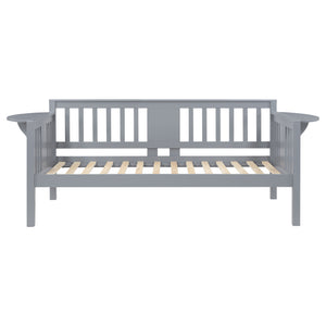 English Elm Albany Twin Daybed with Drop-Down Arm Tables, Grey Wood Finish, Vertical Slat Design for Teens & Home Office B062P358372