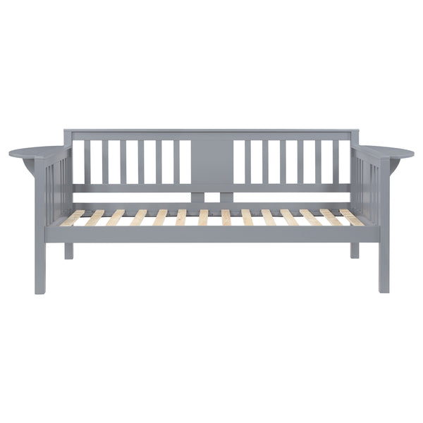 English Elm Albany Twin Daybed with Drop-Down Arm Tables, Grey Wood Finish, Vertical Slat Design for Teens & Home Office B062P358372