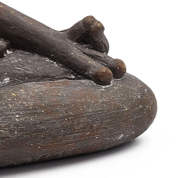 English Elm 12x6.5x13.5" Brown Magnesium Yoga Frog Figurine Lotus Pose Decorative Accent with Gold Trim for Calm Ambiance and Zen Décor W2078P335757