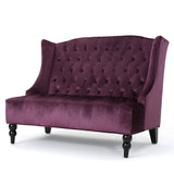 Christopher Knight Home® - Noble House - Leora Modern Glam Tufted Velvet Wingback Loveseat