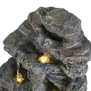 English Elm Christopher Knight Home® - 5-Tiered Concrete Fountain Slim Column with LED Lighting, Weather-Resistant Modern Garden Accent, Space-Saving 디자인 N765P324556G