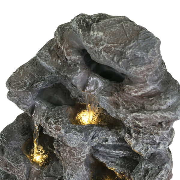 English Elm Christopher Knight Home® - 5-Tiered Concrete Fountain Slim Column with LED Lighting, Weather-Resistant Modern Garden Accent, Space-Saving 디자인 N765P324556G