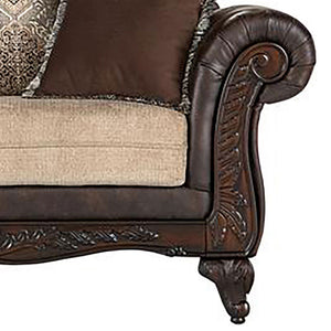 English Elm Brookridge Plush Brown Rolled Arm Sofa — Dark Faux Leather, Pillowtop Arms, Foam Comforting Luxury B062P354078