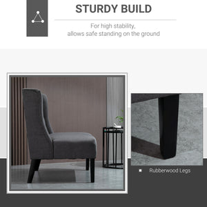 English Elm HOMCOM Mid-Century Wingback Loveseat Linen Upholstered Button-Tufted Two-Seater Sofa with Wood Legs Gray W2225P217478