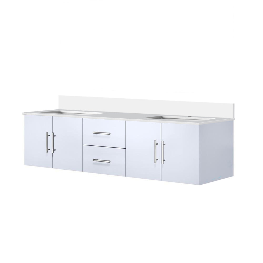 English Elm Glossy Solid Wood Double Bath Vanity 72" W x 22" D with White Quartz Top, Soft-Close Drawers, Ample Storage and Scratch-Resistant Surface B2731P258711