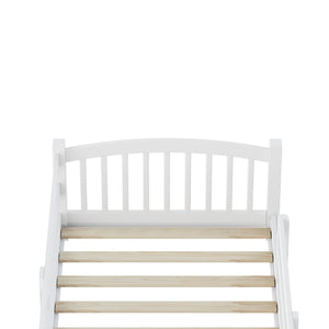 English Elm Twin Montessori Floor Bed Solid Pine Frame with Safety Guardrails for Kids Bedroom White N733P400298K
