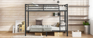 English Elm Metal Twin Xl Over Twin Xl Bunk Bed – Durable, Space-Saving Design For Teens & Adults, Black Finish W1580P309628
