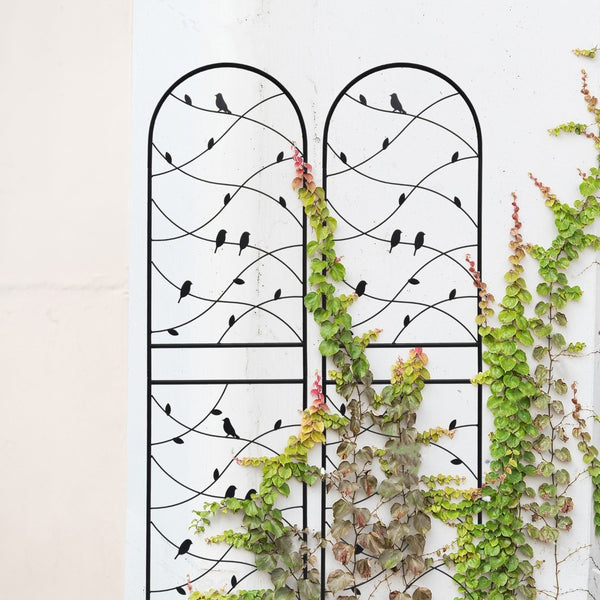 English Elm 4 Pack Powder-coated Metal Garden Trellis Panels Rustproof Climbing Plant Support Outdoor W1586P268006