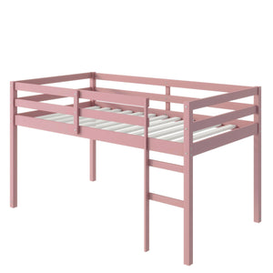 English Elm Solid Twin Loft Bed with Ladder and Reinforced Slats for Storage-Friendly, Space-Saving Bedrooms Pink W504P190960