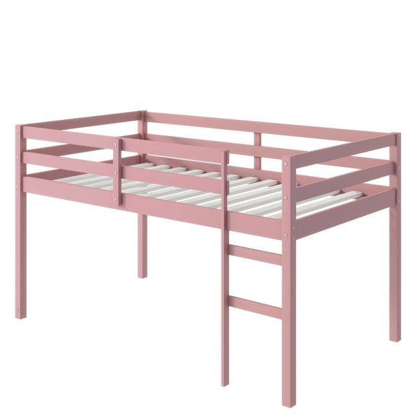 English Elm Solid Twin Loft Bed with Ladder and Reinforced Slats for Storage-Friendly, Space-Saving Bedrooms Pink W504P190960