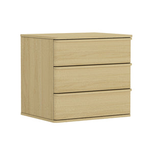 English Elm Molly 26" Nightstand Natural Oak with 3 Drawers, Rounded Corners, Pedestal Base, Modern Storage B365P398193