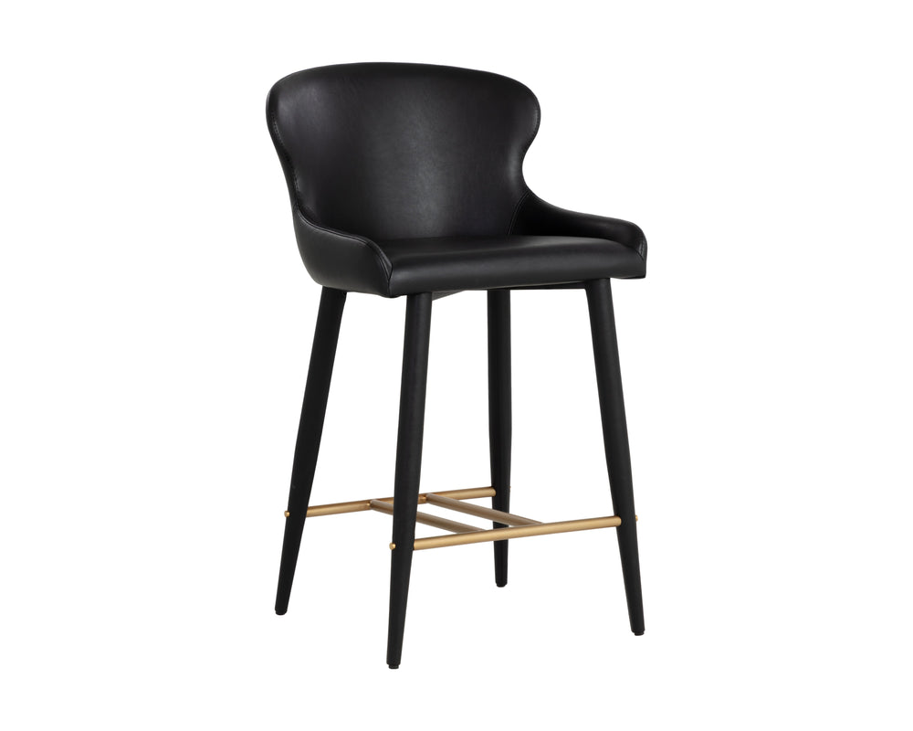 Sunpan Evora Counter Stool - Sleek Minimal Design With Faux Leather Comfort And Stylish Metal Legs Black Faux Leather 112211