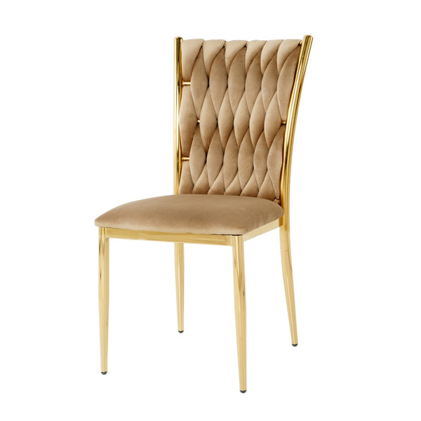 English Elm Modern Velvet Dining Chairs Set of 2 with Gold Legs Curved Back Foam Cushion W210P376368