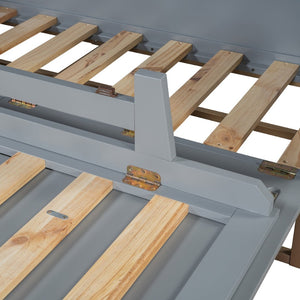 English Elm Queen Size Murphy Bed With Iron Legs - Modern Gray Design, Space-Saving Solution For Compact Living N820S00035E-GIGA