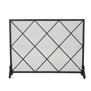 English Elm Christopher Knight Home® - FIRE Iron Single-Panel Fireplace Screen with Diamond Mesh Design, Ember Protection, Multiple Finishes 61126.00BLK