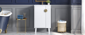 English Elm 20-inch French Style Bathroom Vanity with Integrated Ceramic Sink, Carved Accents & Soft-Close Door White N710P330971K