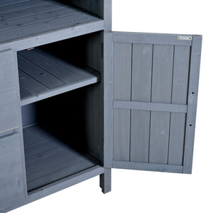 English Elm (with Hutch) Topmax Solid Fir Outdoor Potting Bench Station Cabinets Drawers Patio Garden Gray N717P404332E