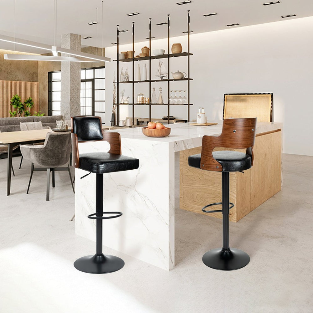 English Elm Swivel Bar Stools Set Of 2 - Adjustable Height, Comfortable Pu Leather Chairs For Kitchen Island T3950P396624-GIGA