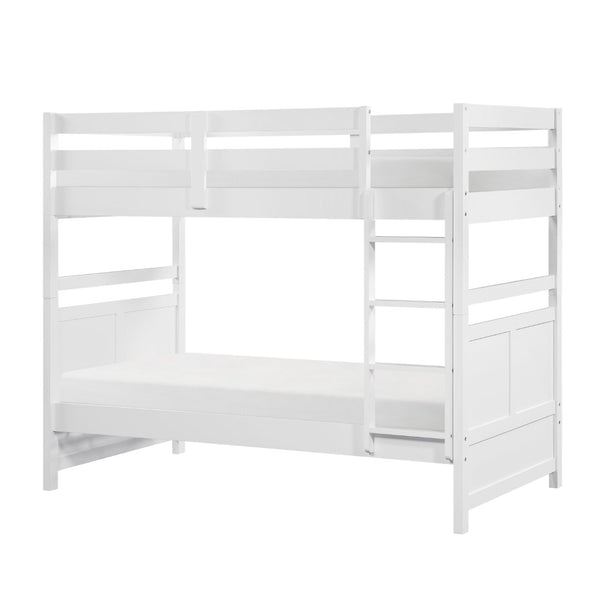 English Elm Bunk Bed Twin Over Solid Wood Frame with Guard Rails for Kids Shared Rooms White B011S02321