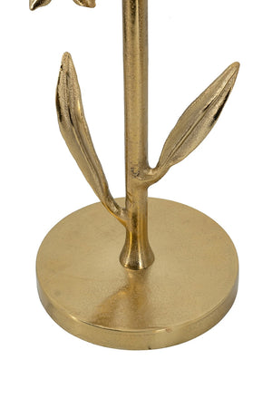 English Elm 14x14x24" Gold Tulip Aluminum Side Table with Veined White Marble Top for Elegant Rooms W2078P461590