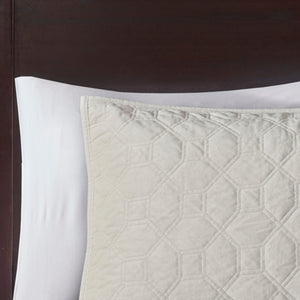 English Elm 3 Madison Park Harper Velvet Quilt Set King/Cal King Soft Geometric Quilted Texture Antimicrobial Finish Ivory 17.72 L x 16.14 W x 8.27 H B03597470