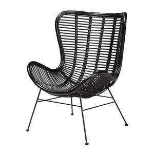 English Elm Modern Handcrafted Rattan Accent Chair with Black Metal Frame for Boho Living Spaces B2750P470080