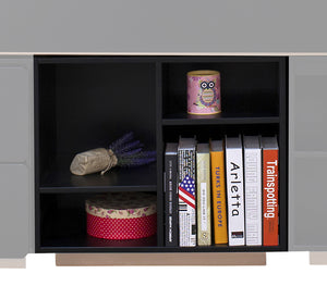 English Elm Black Black and Rose-Gold 2-Shelf Bookshelf with Cabinet Base, KD Assembly, Stylish Open Storage Solution B062P209198