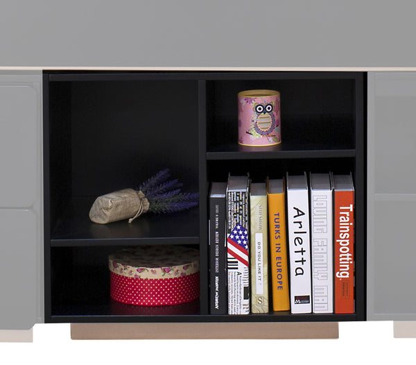 English Elm Black Black and Rose-Gold 2-Shelf Bookshelf with Cabinet Base, KD Assembly, Stylish Open Storage Solution B062P209198