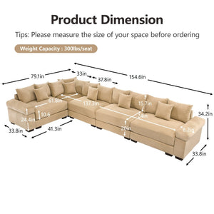 English Elm Oversized Modular Sectional Couch With 16 Pillows – Plush Corduroy, Ergonomic Design, Easy Assembly! W714S01305-GIGA