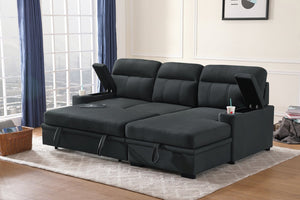 English Elm Kael Microfiber Sleeper Sectional with Chaise Storage Arms and Pull Out Guest Bed B2749S00364