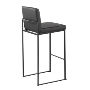 English Elm Fuji High Back Barstool Set Of 2 In Black Steel & Faux Leather - Stylish Comfort For Modern Spaces B202P222181