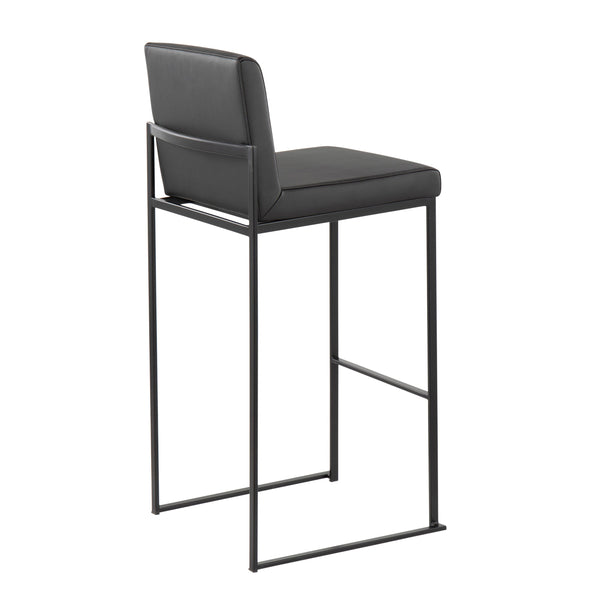English Elm Fuji High Back Barstool Set Of 2 In Black Steel & Faux Leather - Stylish Comfort For Modern Spaces B202P222181