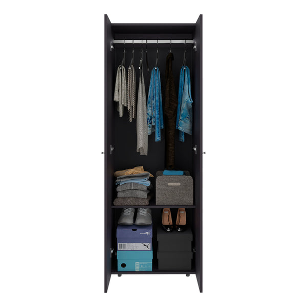 English Elm Home 2 Doors Closet System Armoire with Hanging Rod & Shelf, Compact Modern Bedroom Storage Black B070P351129