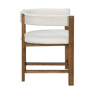 English Elm Dining Arm Chairs Set of 2 Barrel Back Rubberwood Frame with Cushioned Upholstery Beige N771P243844D