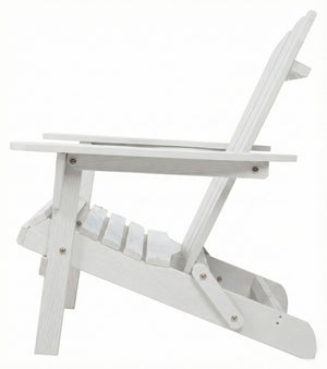 English Elm Wood Folding Adirondack Chair Solid Hemlock Embossed Grain Outdoor Patio Lounge Seat White W1390P462298