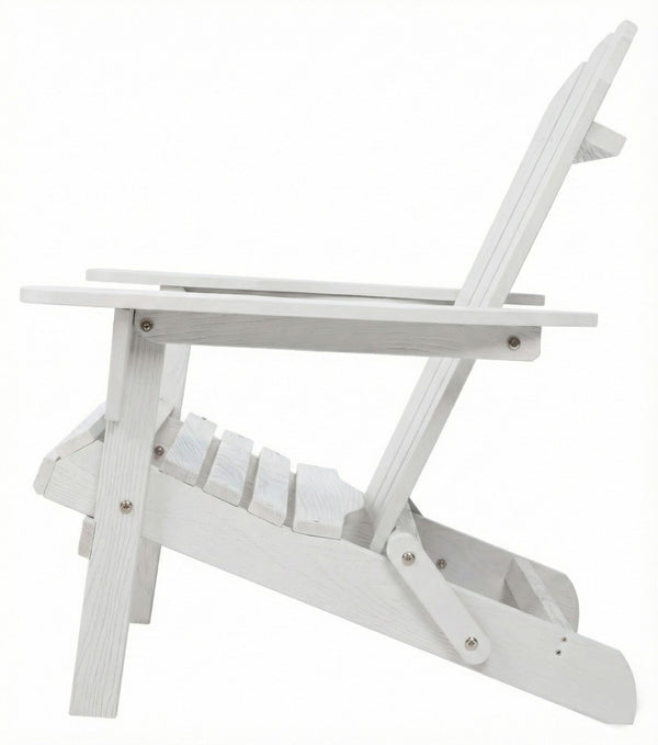 English Elm Wood Folding Adirondack Chair Solid Hemlock Embossed Grain Outdoor Patio Lounge Seat White W1390P462298