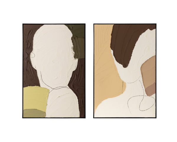 Sunpan STRIKE Abstract Figurative Artwork - 40" x 60" Black Floater Frame with Rich Greens and Browns II A0427